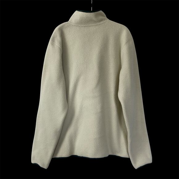 Blue 84 1/4 Zip Fleece Sweatshirt Men M Cream Green Trim Mock Neck Zip Pockets - Picture 2 of 9